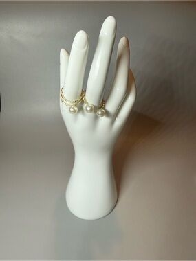 Gold Tone Pearl Wrap Rings Dainty Minimalist Stackable Set